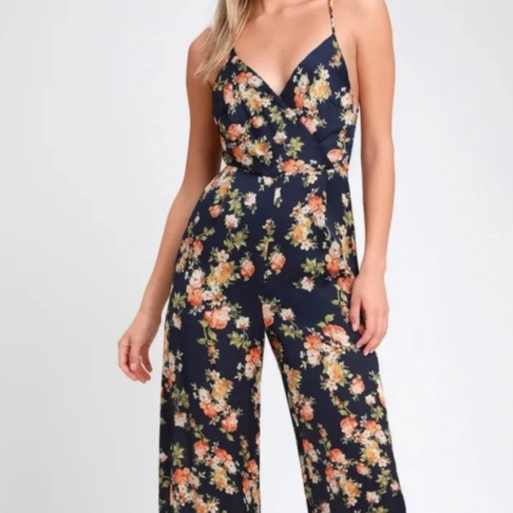 Lulu’s Navy Floral Jumpsuit